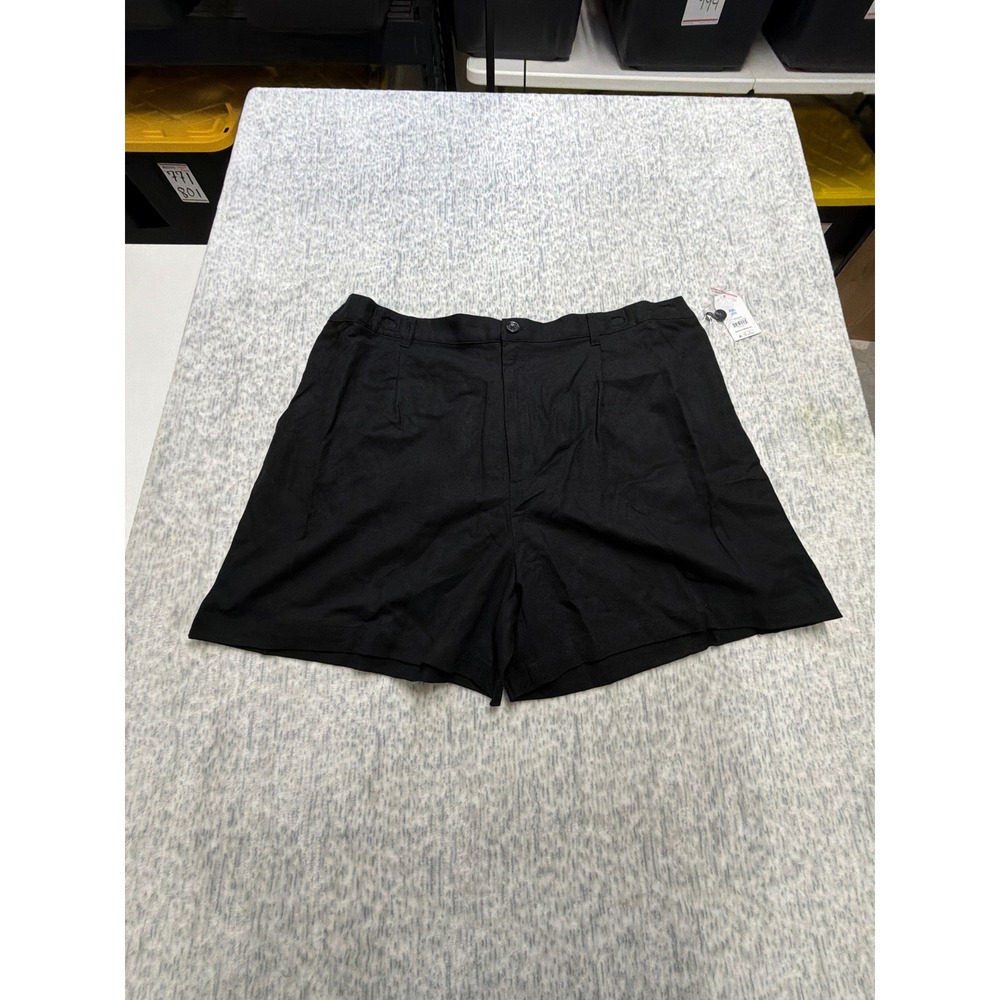 Time and Tru Women XXL 20 Black Soot Linen Blend Shorts High Waist NWT